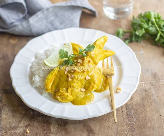 curry de poulet mangue banane au lait de coco