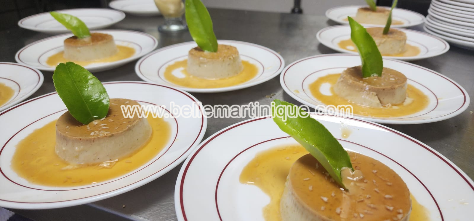 Flan coco passion basilic (Cheffe Yanic MALIDOR - Restaurant La Chaudière – Morne Rouge)